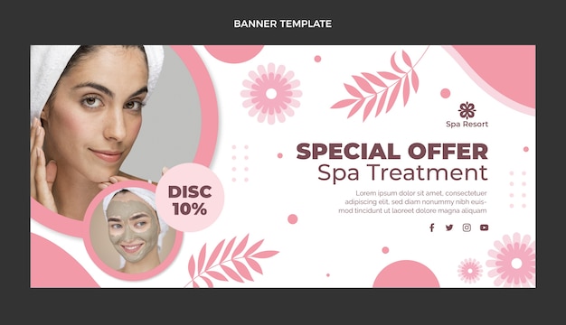 Flat design spa treatment sale background