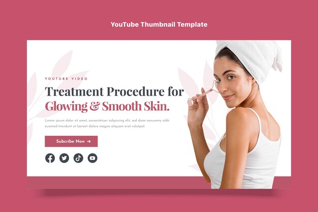 Flat design spa treatment youtube thumbnail  template