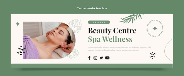 Vettore gratuito intestazione twitter spa design piatto