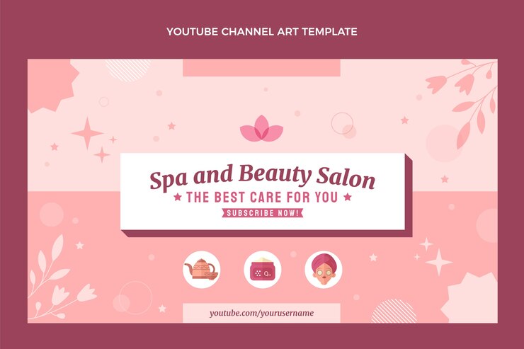무료 Vector 평면 디자인 스파 youtube 채널 아트