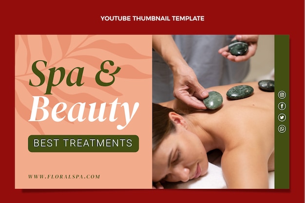 Free vector flat design spa youtube thumbnail