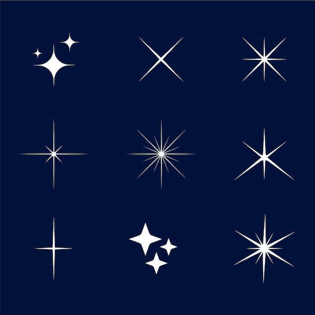 Free vector flat design sparkling star collection