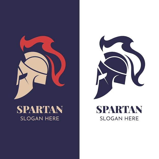 Vettore gratuito logo del casco spartano dal design piatto