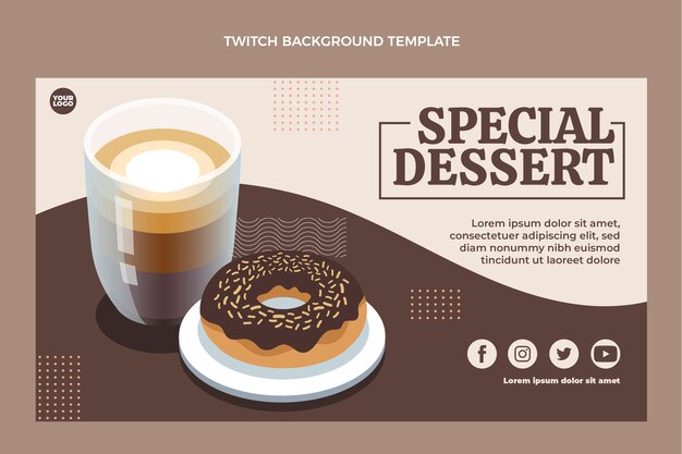 Flat design special dessert twitch background