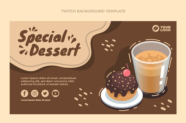 Flat design special dessert twitch background