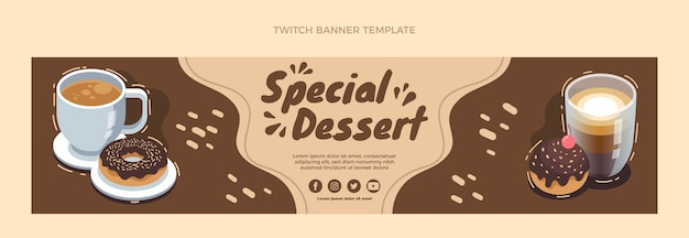 Flat design special dessert twitch banner