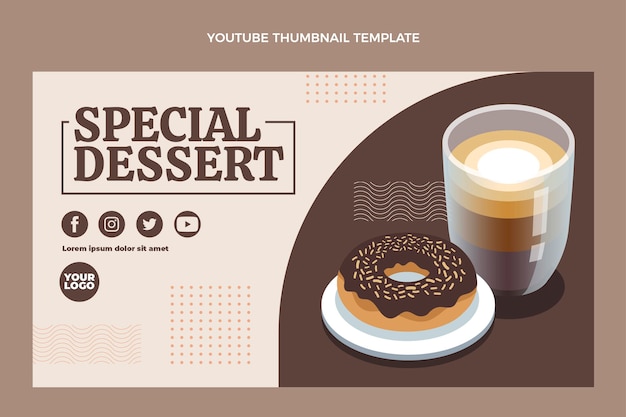 Vettore gratuito miniatura di youtube per dessert speciale dal design piatto