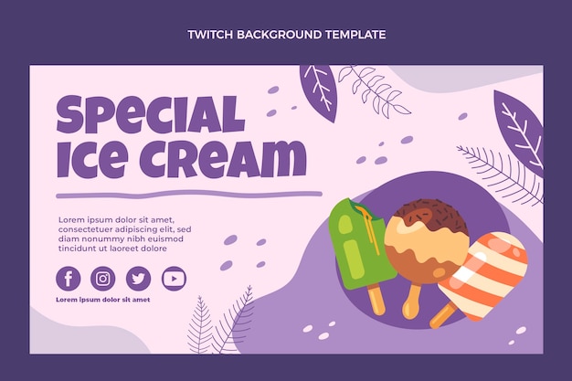 Flat design special ice cream twitch background