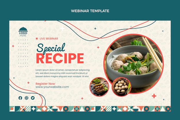 Flat design special recipe webinar