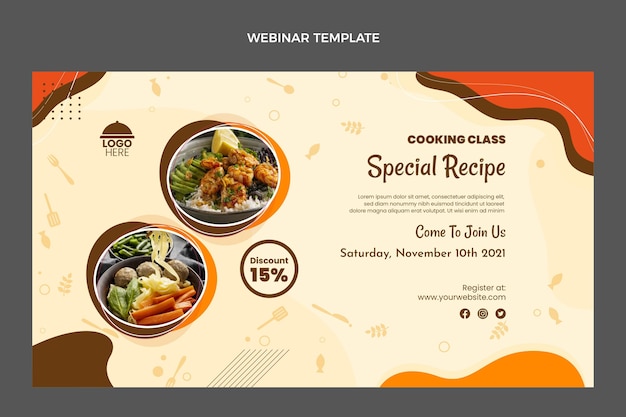 Free vector flat design special recipes webinar template