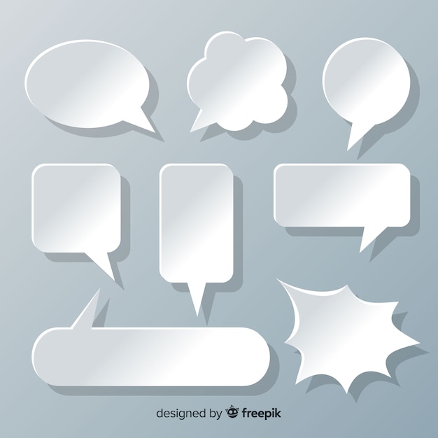 Flat design speech bubbles in paper style collection