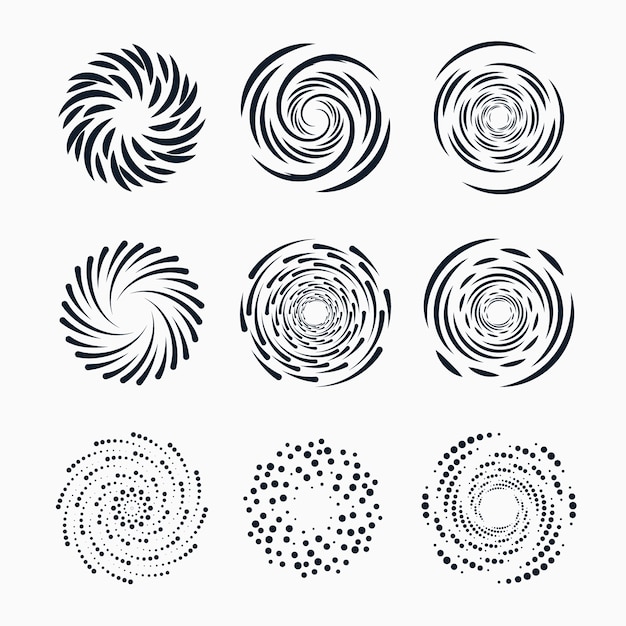 Free vector flat design spiral circle set