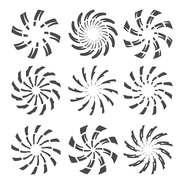 Flat design spiral circle set