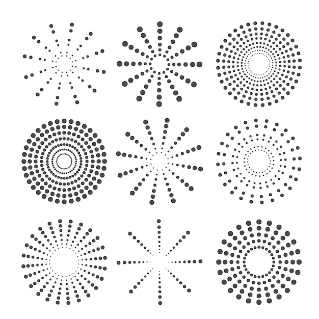 Flat design spiral circle set