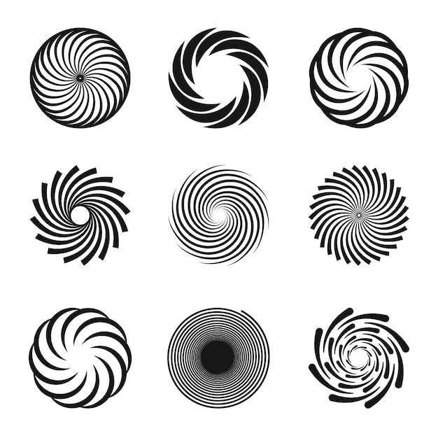 Бесплатное векторное изображение Набор спиральных кругов плоского дизайна
