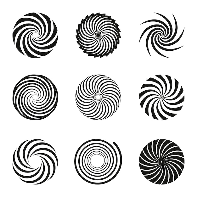 Flat design spiral circle set