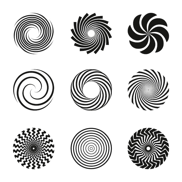 Free vector flat design spiral circle set