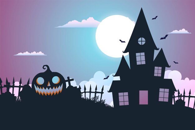 Flat design spooky halloween background