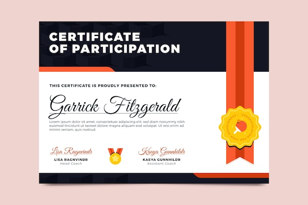 Flat design sport certificate design