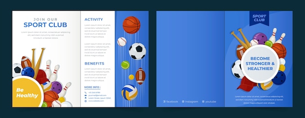 Flat design sport club  brochure