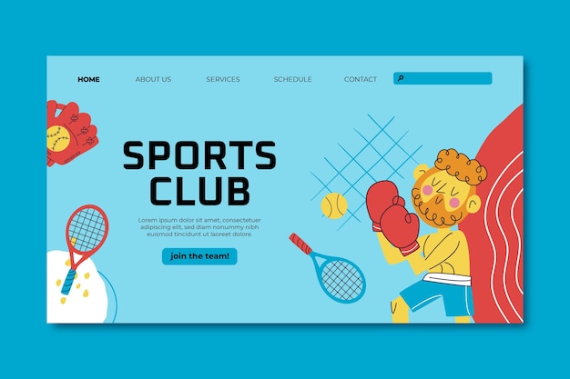 Flat design sport club  landing page