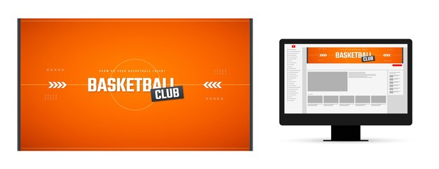 Vettore gratuito arte del canale youtube del club sportivo design piatto