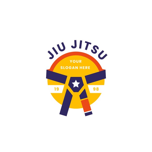 flat design sport jiu jitsu logo template