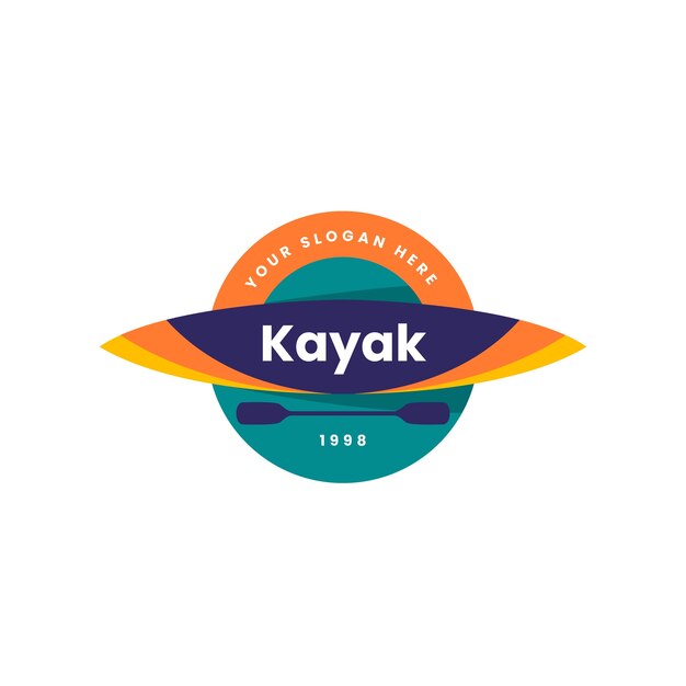 flat design sport kayak logo template