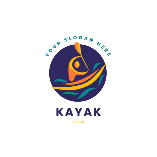 flat design sport kayak logo template