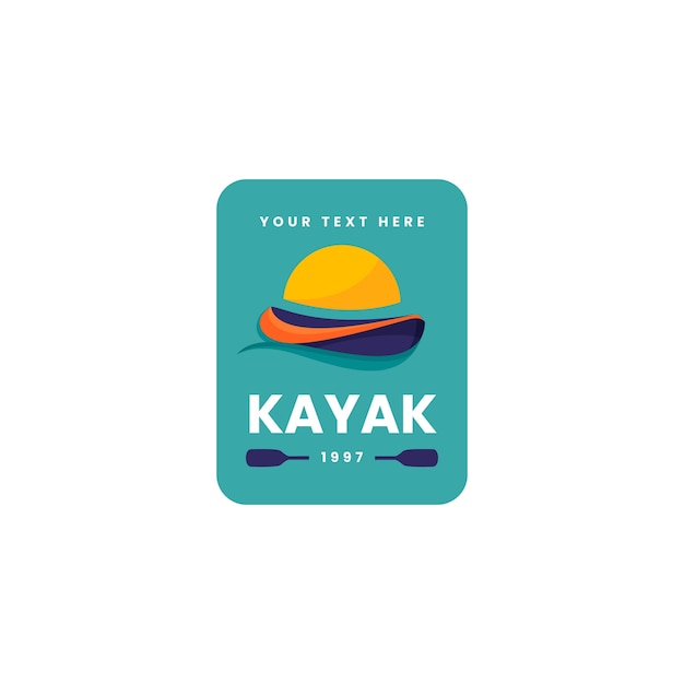 Vettore gratuito modello di logo per kayak sportivo dal design piatto