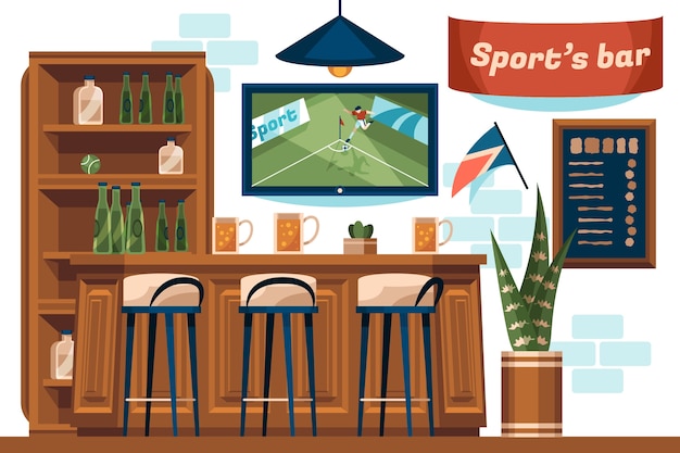 Flat design sports bar illustration