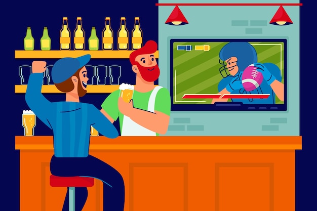 Flat design sports bar illustration