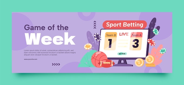 Free vector flat design sports betting facebook cover