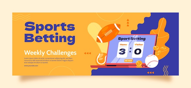 Free vector flat design sports betting facebook cover