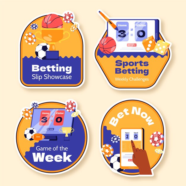 Free vector flat design sports betting labels  template