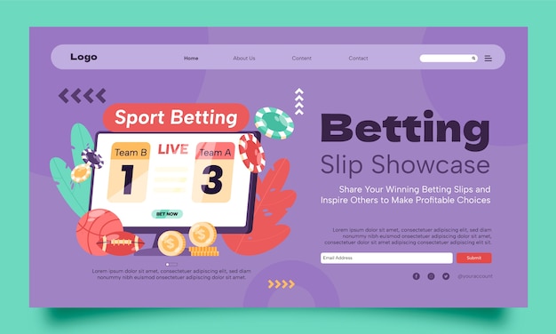 Free vector flat design sports betting landing page