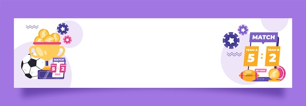 無料ベクター フラットなデザインのスポーツ賭博twitchバナー