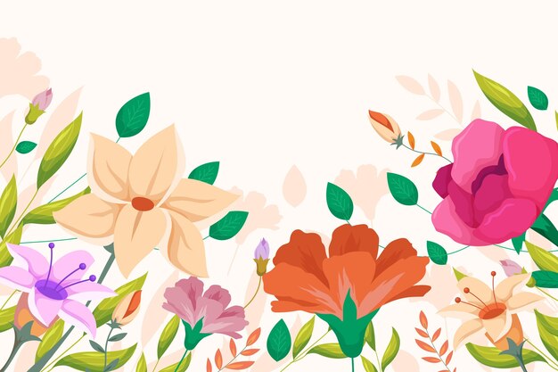 Flat design spring background with flowers