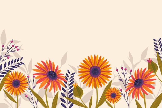 Плоский дизайн весенний фон с цветами