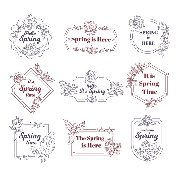 Flat design spring badge collection