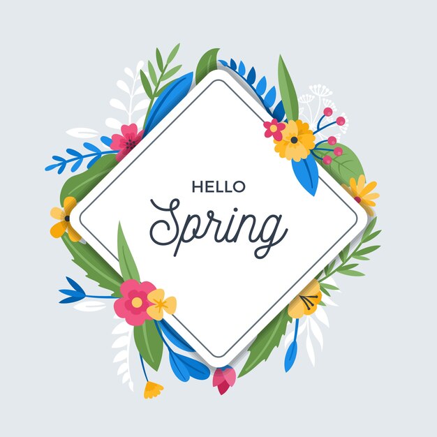 Flat design spring floral frame design