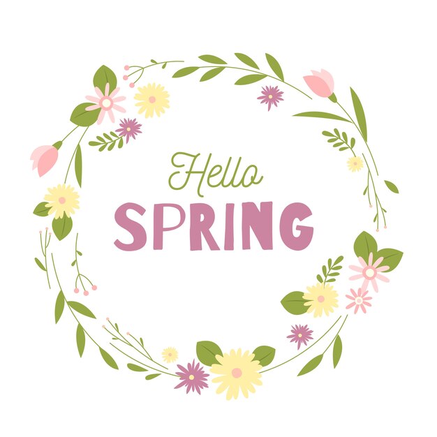 Flat design spring floral frame