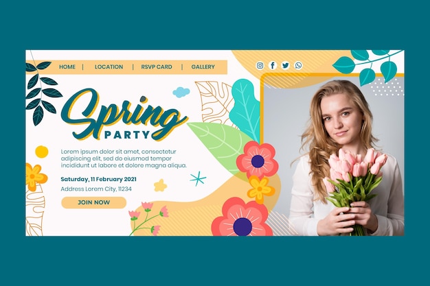 Free vector flat design spring floral landing page