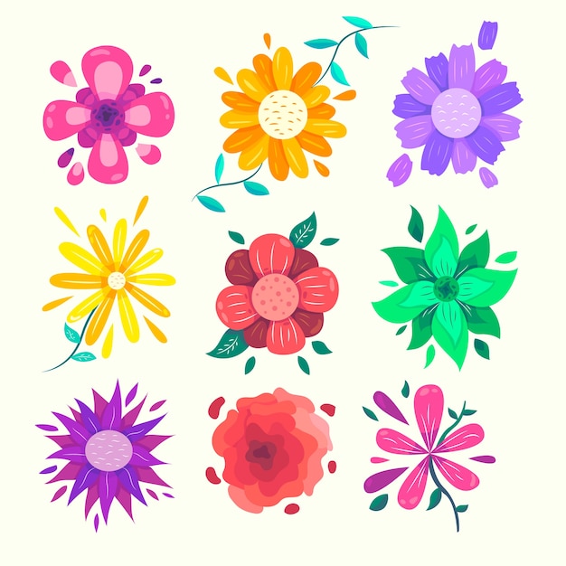 Free vector flat design spring flower collection