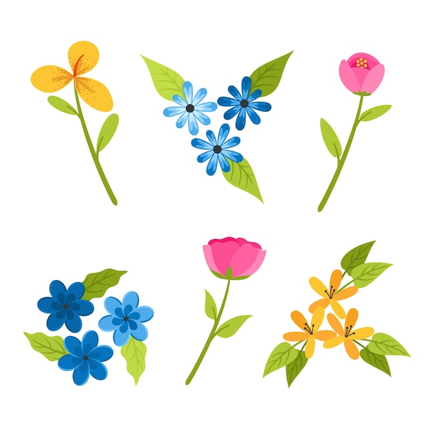 Flat design spring flower collection