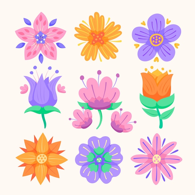 Flat design spring flower collection