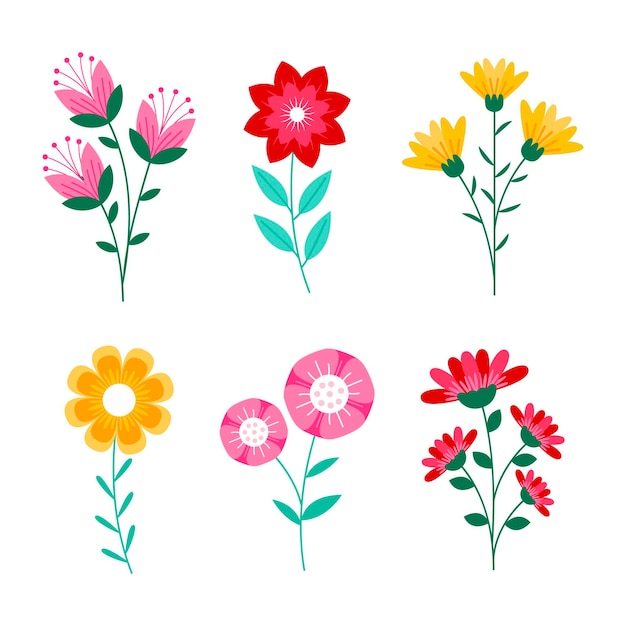 Flat design spring flower collection