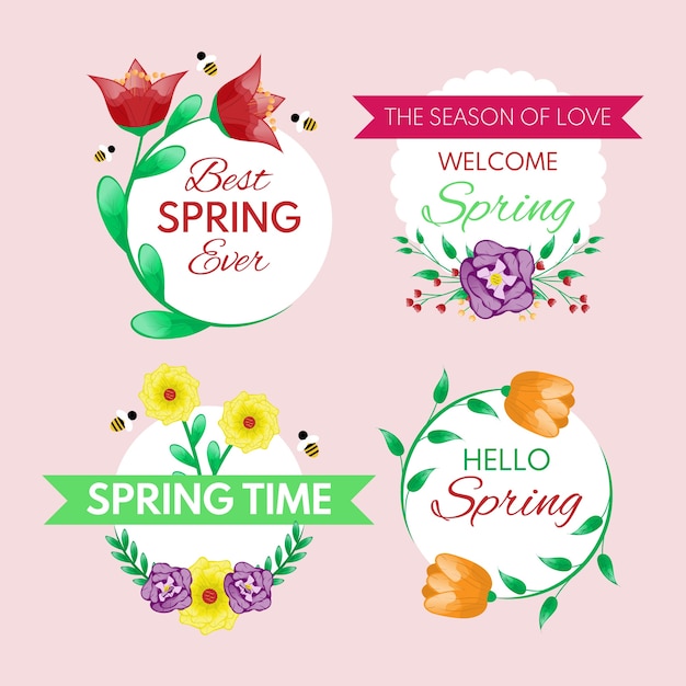 Free vector flat design spring label collection design