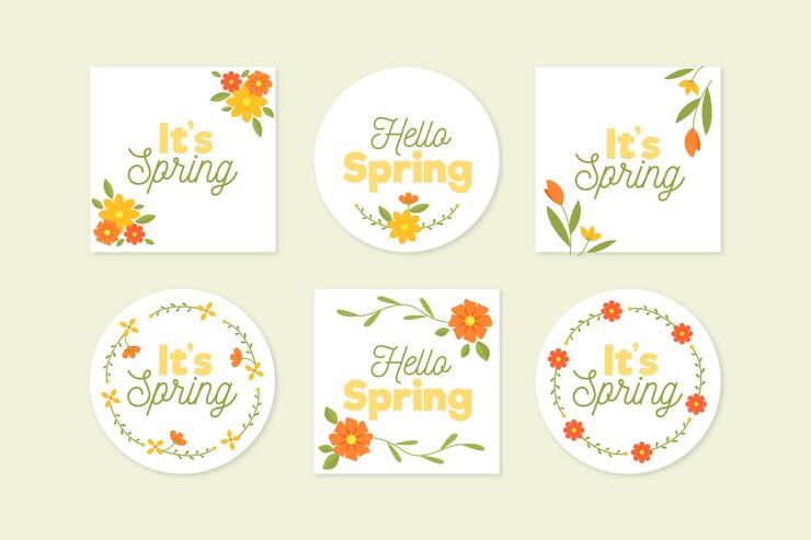 Free Vector flat design spring label collection