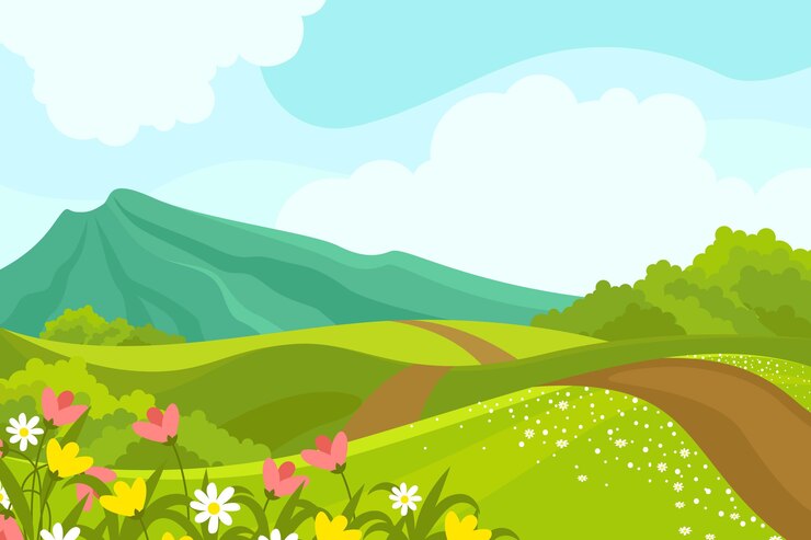 無料Vector フラットなデザインの春の風景